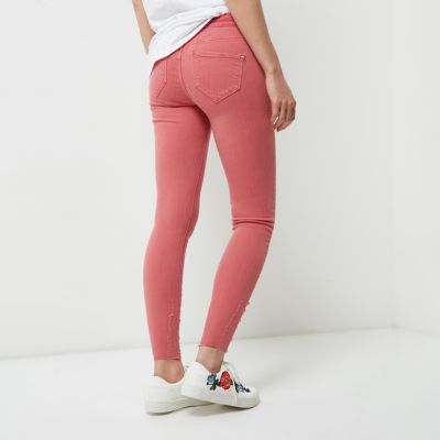 Pink ripped skinny fit Molly jeggings